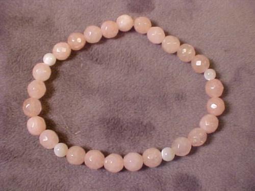 Pink and White Jade Bracelet