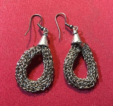 Silver Night Viking Knit Earrings 