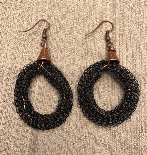 Exotic Black Viking Knit Earrings   