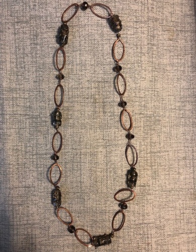 Smoky Glass Beads Copper Chain Necklace   