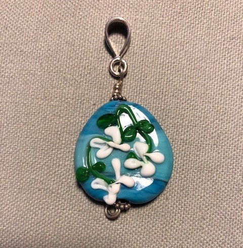 TURQUOISE GARDEN GLASS PENDANT WITH BAIL